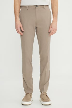 Slim Fit Dar Kesim Pamuklu Esnek Armürlü Yan Cep Pantolon