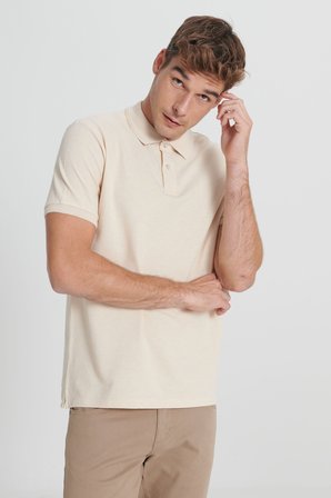 Slim Fit Dar Kesim %100 Pamuk Polo Yaka Tişört