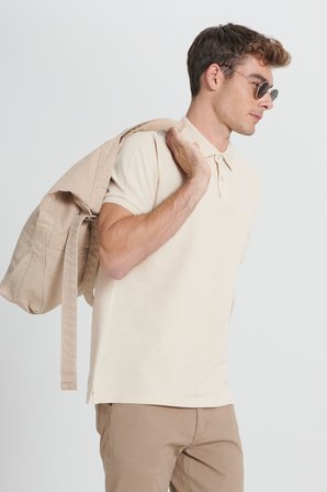 Slim Fit Dar Kesim %100 Pamuk Polo Yaka Tişört