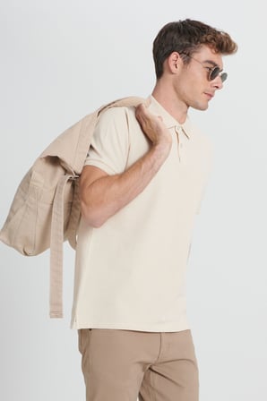 Slim Fit Dar Kesim %100 Pamuk Polo Yaka Tişört