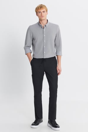 Yünlü Slim Fit Dar Kesim Esnek Takım Elbise Pantolonu