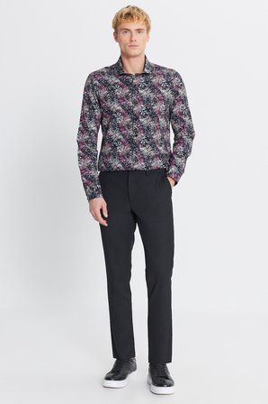 Slim Fit Dar Kesim Yünlü Yan Cepli Takım Elbise Pantolonu