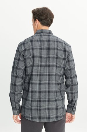 Pamuklu Flanel Comfort Fit Rahat Kesim Klasik Yaka Ekose Desenli Gömlek
