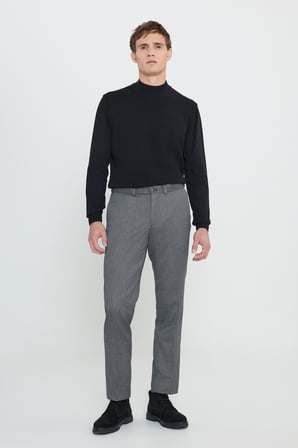 Comfort Fit Rahat Kesim Beli Gizli Lastikli Desenli Esnek Yan Cep Klasik Pantolon