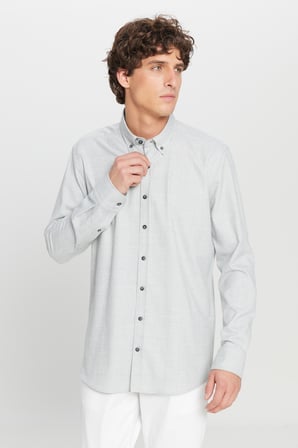 Slim Fit Dar Kesim Düğmeli Yaka Kareli Gömlek