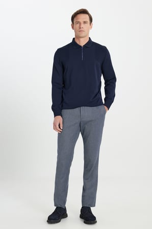 Comfort Fit Rahat Kesim Beli Gizli Lastikli Yan Cep Desenli Klasik Esnek Pantolon