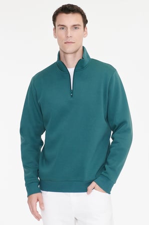 Standart Fit Normal Kesim İçi Polarlı Bato Yaka Pamuklu Sweatshirt