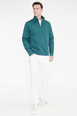 Standart Fit Normal Kesim İçi Polarlı Bato Yaka Pamuklu Sweatshirt