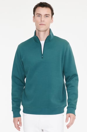 Standart Fit Normal Kesim İçi Polarlı Bato Yaka Pamuklu Sweatshirt