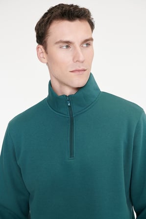 Standart Fit Normal Kesim İçi Polarlı Bato Yaka Pamuklu Sweatshirt