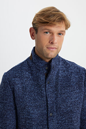 Yünlü Standart Fit Normal Kesim Dik Yaka Yan Cepli Mont