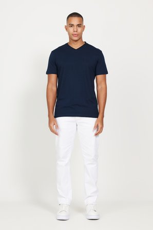2'li Slim Fit Dar Kesim V Yaka %100 Pamuk Tişört