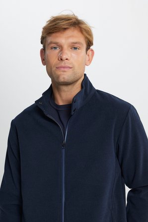 Standart Fit Dik Yaka Cepli Fermuarlı Sweatshirt Polar