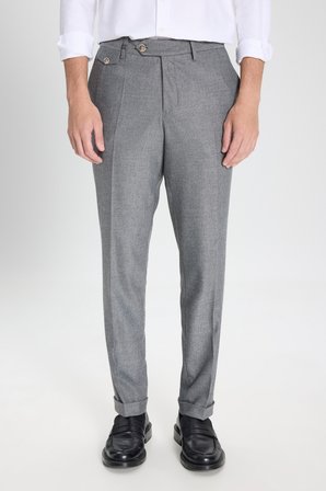 Yünlü Slim Fit Dar Kesim Beli Gizli Lastikli Yan Cep Esnek Klasik Pantolon