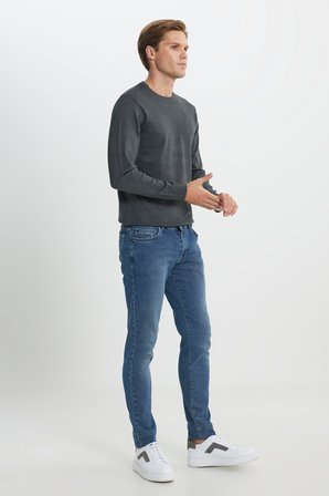 Pamuklu Esnek Slim Fit Dar Kesim 5 Cep Jean Kot Denim Pantolon