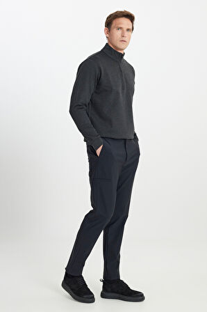 Slim Fit Dar Kesim Beli Bağlamalı Yan Cep Esnek Casual Pantolon