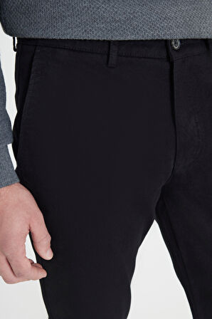 %100 Pamuk Comfort Fit Rahat Kesim Yan Cepli Pantolon