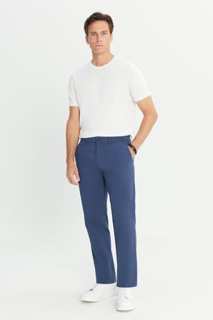Pamuklu Comfort Fit Rahat Kesim Yan Cepli Armürlü Esnek Pantolon