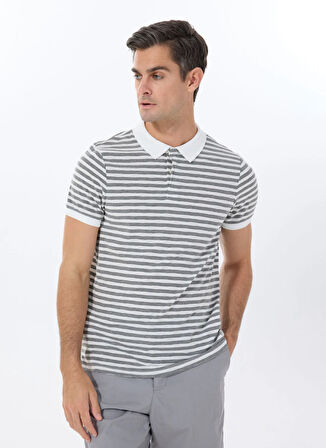 Altınyıldız Classics Polo Yaka Düz Beyaz - Gri Erkek T-Shirt COE091252048_BGR