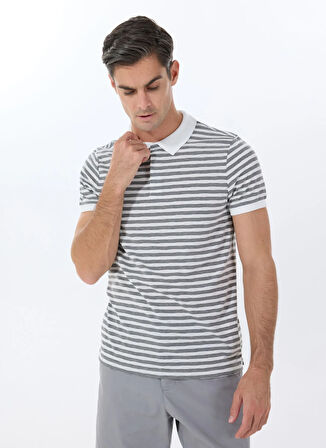 Altınyıldız Classics Polo Yaka Düz Beyaz - Gri Erkek T-Shirt COE091252048_BGR