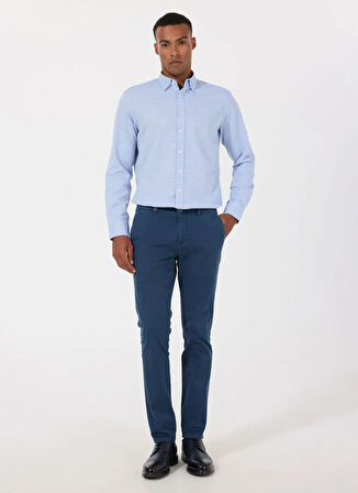 Altınyıldız Classics Comfort Fit Düğmeli Yaka Mavi Erkek Gömlek ACE020252049_MAV