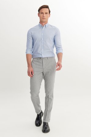 Pamuklu Slim Fit Dar Kesim Yan Cepli Diagonal Desenli Casual Pantolon