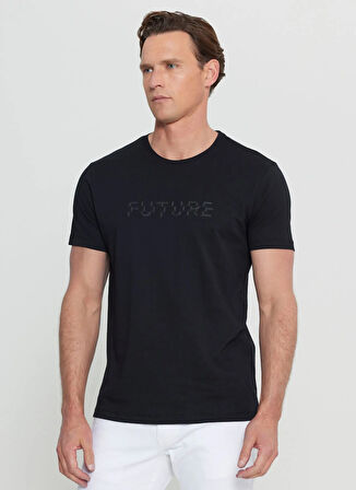 Altınyıldız Classics Bisiklet Yaka Baskılı Siyah Erkek T-Shirt ACE091252078_SYH