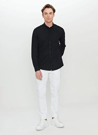 Altınyıldız Classics Slim Fit Düğmeli Yaka Siyah Erkek Gömlek ACE020252157_SYH