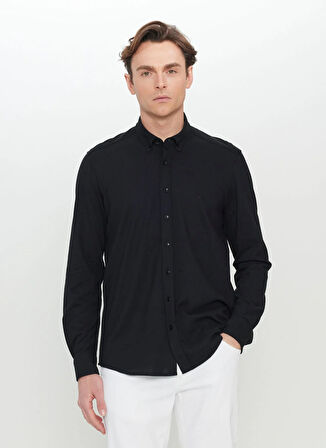 Altınyıldız Classics Slim Fit Düğmeli Yaka Siyah Erkek Gömlek ACE020252157_SYH