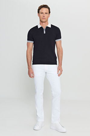 %100 Pamuk Standart Fit Normal Kesim Polo Yaka Triko Tişört