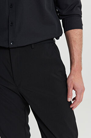 Slim Fit Dar Kesim Beli Lastikli Yan Cep Esnek Casual Pantolon