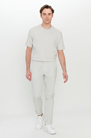 Slim Fit Dar Kesim Beli Lastikli Yan Cep Esnek Casual Pantolon