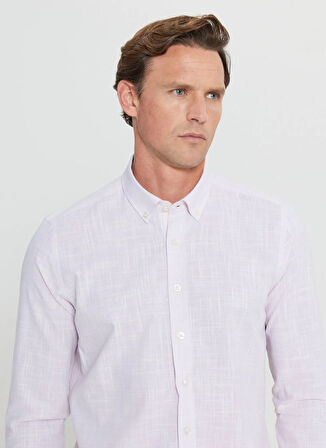 Altınyıldız Classics Slim Fit Düğmeli Yaka Pembe Erkek Gömlek ACE020252168_PMB