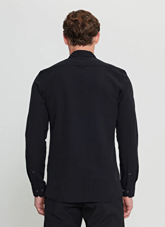 Altınyıldız Classics Slim Fit Düğmeli Yaka Siyah Erkek Gömlek ACE020252171_SYH