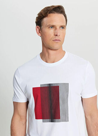 Altınyıldız Classics Bisiklet Yaka Baskılı Beyaz Erkek T-Shirt ACE091252071_BYZ