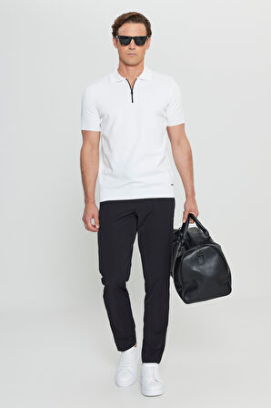 Standart Fit Normal Kesim Polo Yaka Jakarlı Triko Tişört