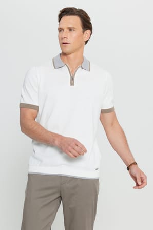 %100 Pamuk Standart Fit Normal Kesim Polo Yaka Triko Tişört