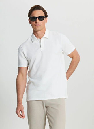 Altınyıldız Classics Polo Yaka Jakarlı Beyaz Erkek T-Shirt ACE091252095_BYZ