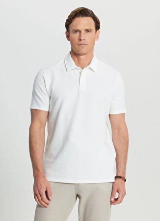Altınyıldız Classics Polo Yaka Jakarlı Beyaz Erkek T-Shirt ACE091252095_BYZ