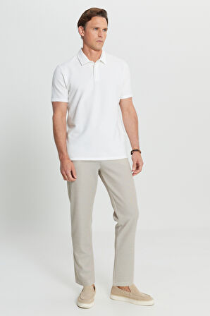 Pamuklu Slim Fit Dar Kesim Polo Yaka Jakarlı Esnek Tişört