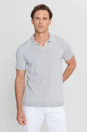 %100 Pamuk Standart Fit Normal Kesim Polo Yaka Triko Tişört