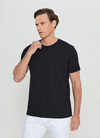 Altınyıldız Classics Polo Yaka Jakarlı Siyah Erkek T-Shirt ACE091252104_SYH