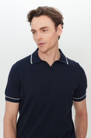 %100 Pamuk Standart Fit Normal Kesim Polo Yaka Triko Tişört