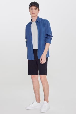 360 Her Yöne Esneyen Slim Fit Dar Kesim Beli Lastikli Yan Cep Şort