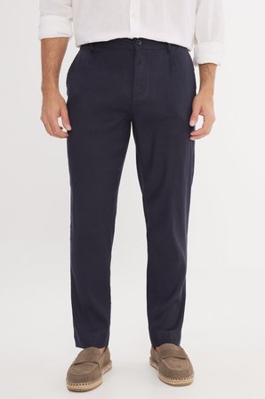 Keten Slim Fit Dar Kesim Beli Lastikli Yan Cepli Esnek Pantolon