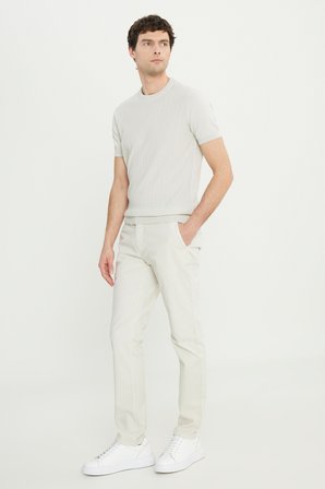 Pamuklu Slim Fit Dar Kesim Yan Cepli Armürlü Esnek Casual Pantolon