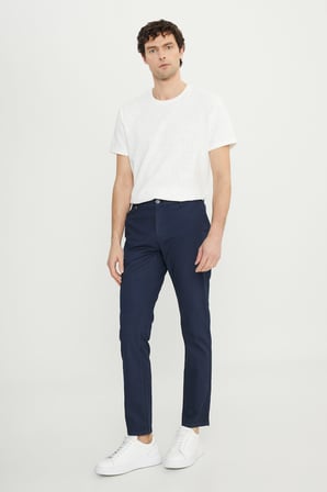 Pamuklu Slim Fit Dar Kesim Yan Cepli Armürlü Esnek Casual Pantolon