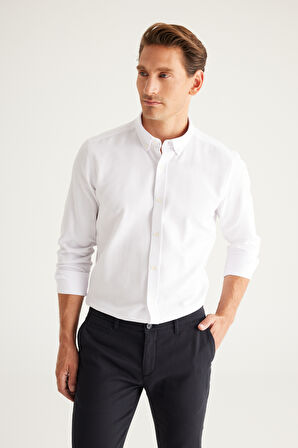 2'li Pamuklu Kolay Ütülenebilir Slim Fit Dar Kesim Oxford Gömlek Paketi