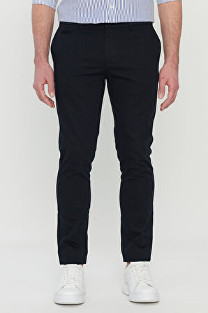 Pamuklu Slim Fit Dar Kesim Armürlü Yan Cepli Esnek Casual Pantolon