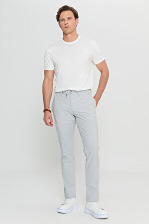 Slim Fit Dar Kesim Beli Bağlamalı Gofre Desenli Yan Cep Casual Pantolon